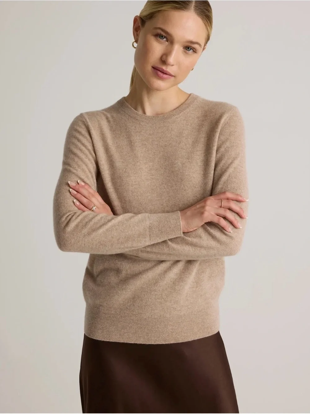 NWT Quince Mongolian Cashmere Crewneck Sweater Oatmeal M
